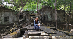 Ariunjargal Khaltarkhuu in Seam Reap, Cambodia. Beng Mealea temple